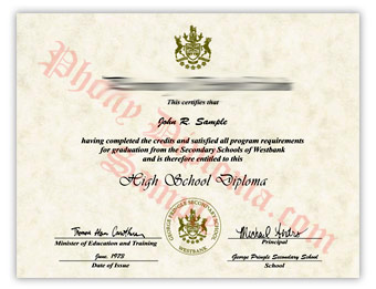High School Diploma (1) - Fake Diploma Sample from Canada